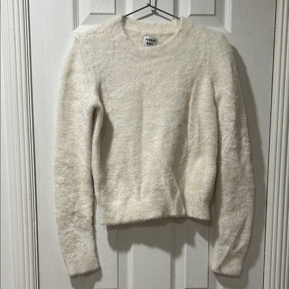 Aritzia Sweaters - Aritzia Cream Fuzzy Crew Neck Sweater
